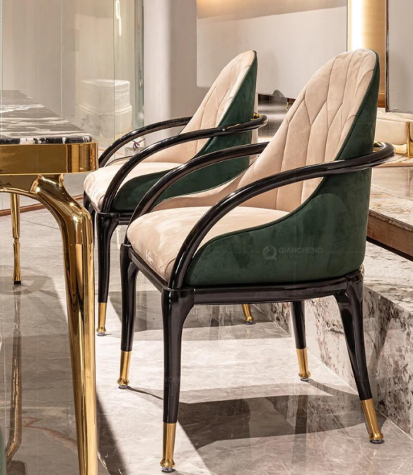 Green and bege dining chair 2